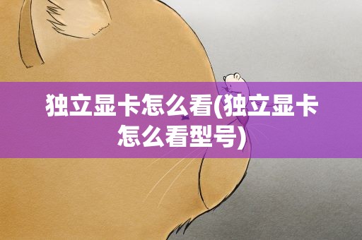 独立显卡怎么看(独立显卡怎么看型号)
