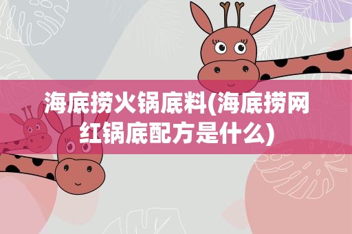 海底捞火锅底料(海底捞网红锅底配方是什么)