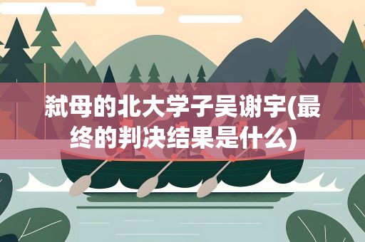 弑母的北大学子吴谢宇(最终的判决结果是什么)