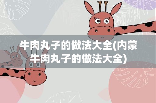 牛肉丸子的做法大全(内蒙牛肉丸子的做法大全)