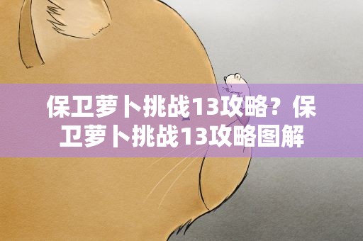保卫萝卜挑战13攻略？保卫萝卜挑战13攻略图解