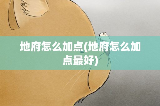 地府怎么加点(地府怎么加点最好)