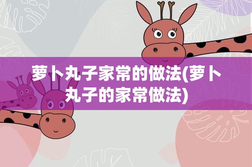 萝卜丸子家常的做法(萝卜丸子的家常做法)