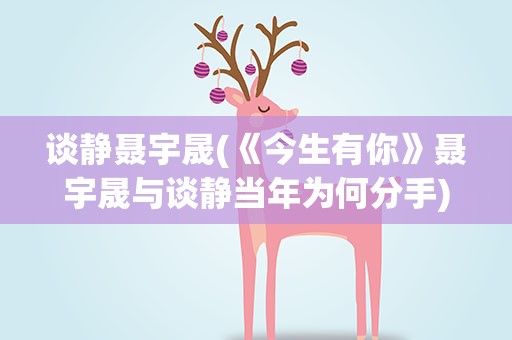 谈静聂宇晟(《今生有你》聂宇晟与谈静当年为何分手)