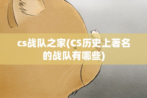 cs战队之家(CS历史上著名的战队有哪些)
