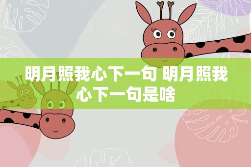 明月照我心下一句 明月照我心下一句是啥
