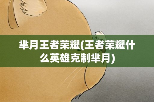 芈月王者荣耀(王者荣耀什么英雄克制芈月)