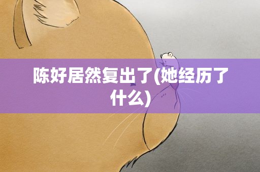 陈好居然复出了(她经历了什么)