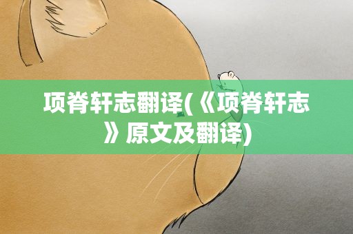 项脊轩志翻译(《项脊轩志》原文及翻译)