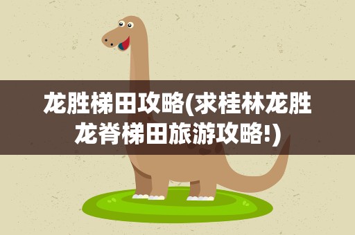 龙胜梯田攻略(求桂林龙胜龙脊梯田旅游攻略!)