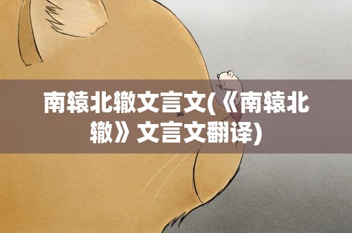南辕北辙文言文(《南辕北辙》文言文翻译)