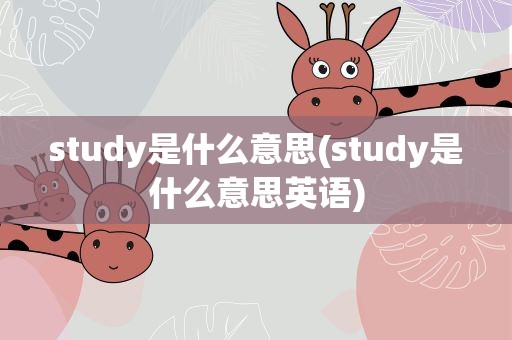 study是什么意思(study是什么意思英语)