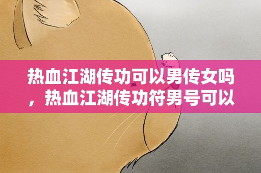 热血江湖传功可以男传女吗，热血江湖传功符男号可以传给女号吗