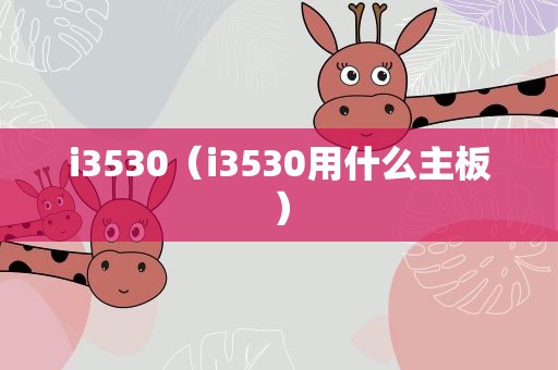 i3530（i3530用什么主板）