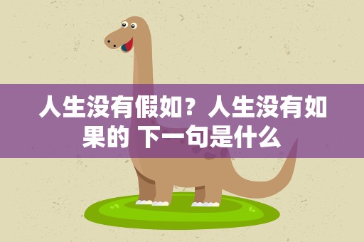 人生没有假如？人生没有如果的 下一句是什么