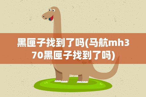 黑匣子找到了吗(马航mh370黑匣子找到了吗)