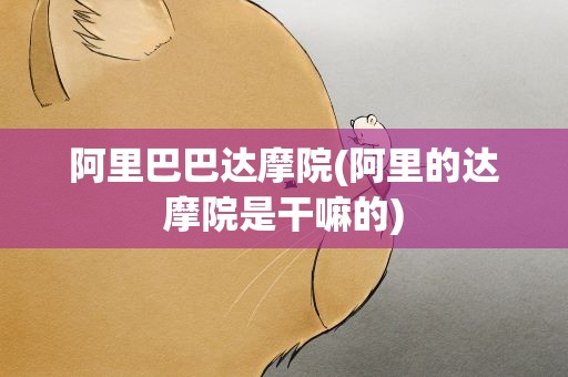 阿里巴巴达摩院(阿里的达摩院是干嘛的)