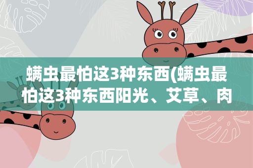 螨虫最怕这3种东西(螨虫最怕这3种东西阳光、艾草、肉桂是螨虫最大的克星)