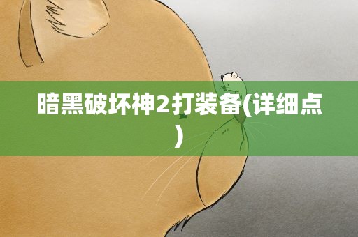暗黑破坏神2打装备(详细点)