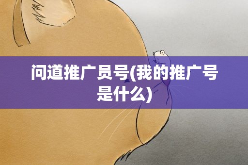 问道推广员号(我的推广号是什么)