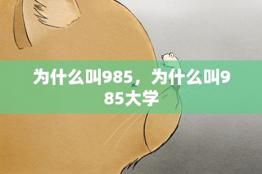 为什么叫985，为什么叫985大学