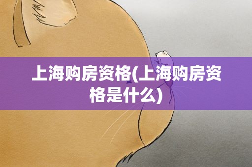 上海购房资格(上海购房资格是什么)