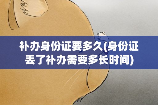 补办身份证要多久(身份证丢了补办需要多长时间)