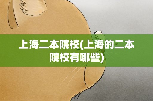 上海二本院校(上海的二本院校有哪些)
