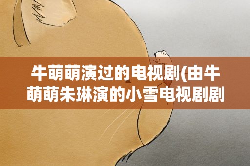 牛萌萌演过的电视剧(由牛萌萌朱琳演的小雪电视剧剧情介绍)