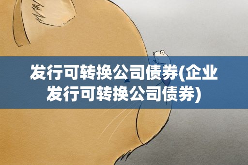 发行可转换公司债券(企业发行可转换公司债券)