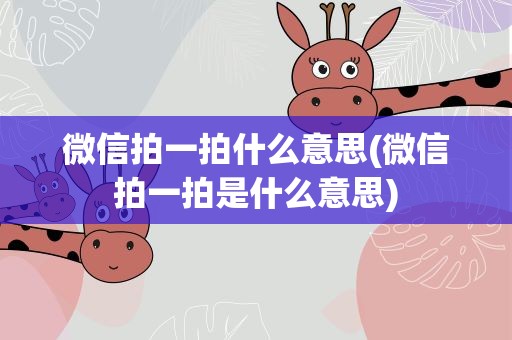 微信拍一拍什么意思(微信拍一拍是什么意思)