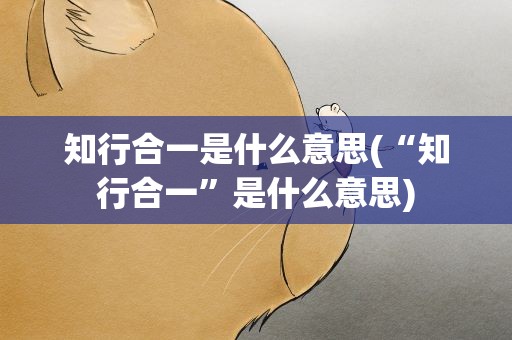 知行合一是什么意思(“知行合一”是什么意思)