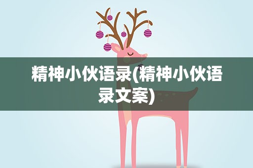 精神小伙语录(精神小伙语录文案)