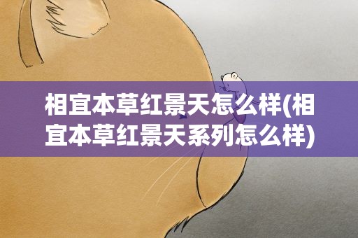 相宜本草红景天怎么样(相宜本草红景天系列怎么样)