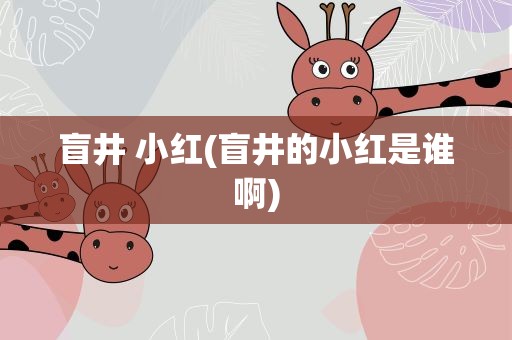 盲井 小红(盲井的小红是谁啊)