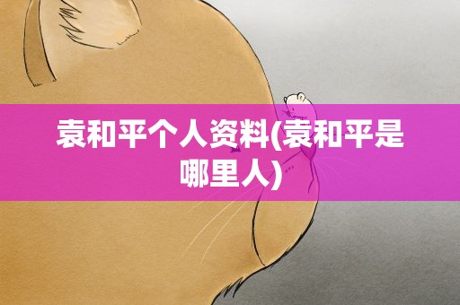 袁和平个人资料(袁和平是哪里人)