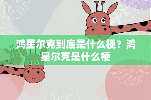 鸿星尔克到底是什么梗？鸿星尔克是什么梗