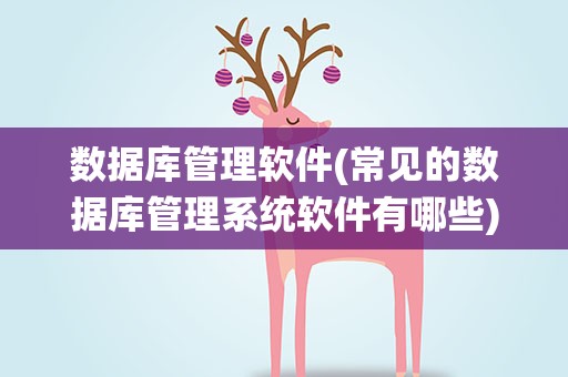 数据库管理软件(常见的数据库管理系统软件有哪些)