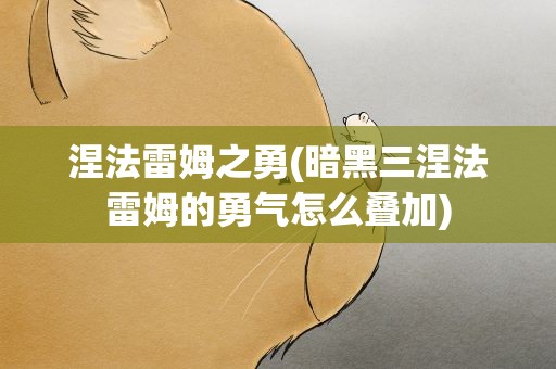 涅法雷姆之勇(暗黑三涅法雷姆的勇气怎么叠加)