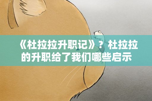 《杜拉拉升职记》？杜拉拉的升职给了我们哪些启示
