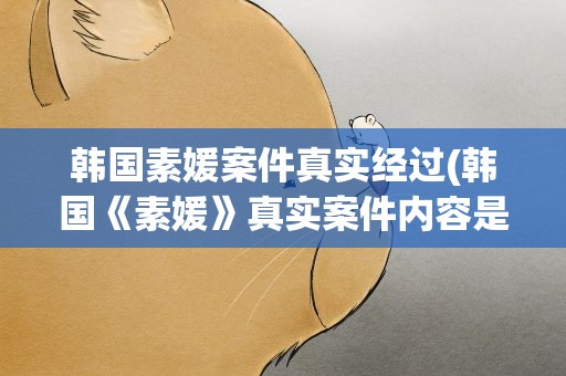 韩国素媛案件真实经过(韩国《素媛》真实案件内容是什么)