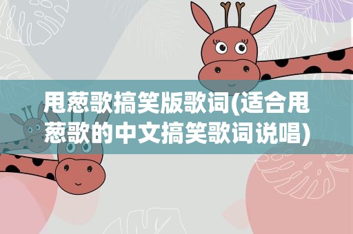 甩葱歌搞笑版歌词(适合甩葱歌的中文搞笑歌词说唱)