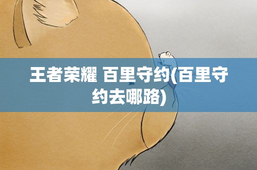 王者荣耀 百里守约(百里守约去哪路)