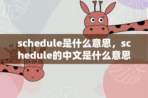 schedule是什么意思，schedule的中文是什么意思