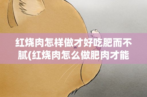 红烧肉怎样做才好吃肥而不腻(红烧肉怎么做肥肉才能肥而不腻)