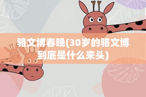 骆文博春晚(30岁的骆文博到底是什么来头)