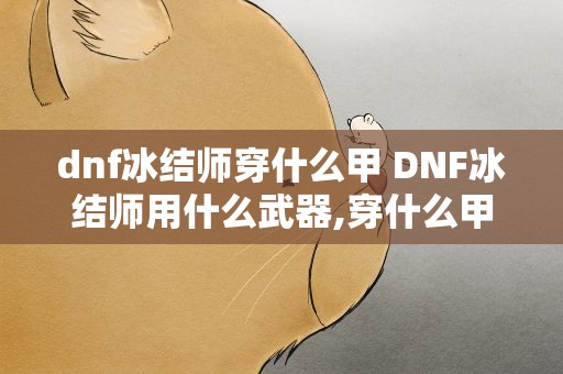 dnf冰结师穿什么甲 DNF冰结师用什么武器,穿什么甲精通,