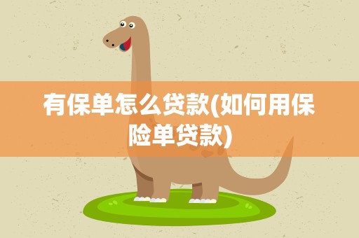 有保单怎么贷款(如何用保险单贷款)