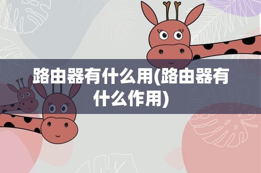 路由器有什么用(路由器有什么作用)