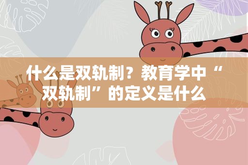 什么是双轨制？教育学中“双轨制”的定义是什么